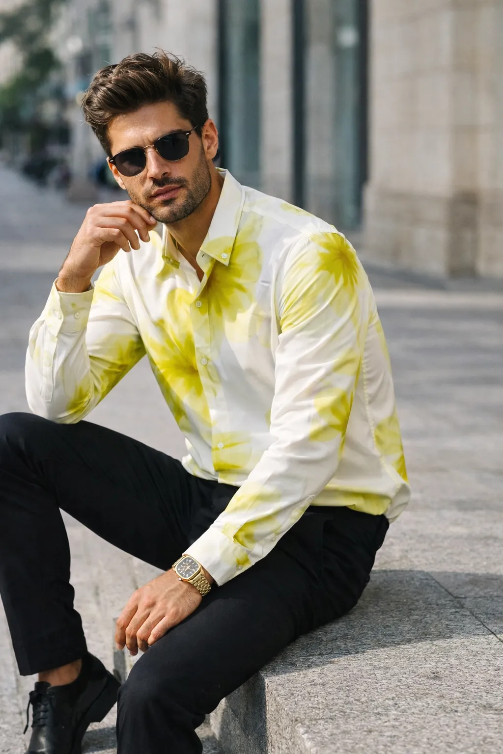 Lime Bloom Premium Floral Slim Fit Shirt