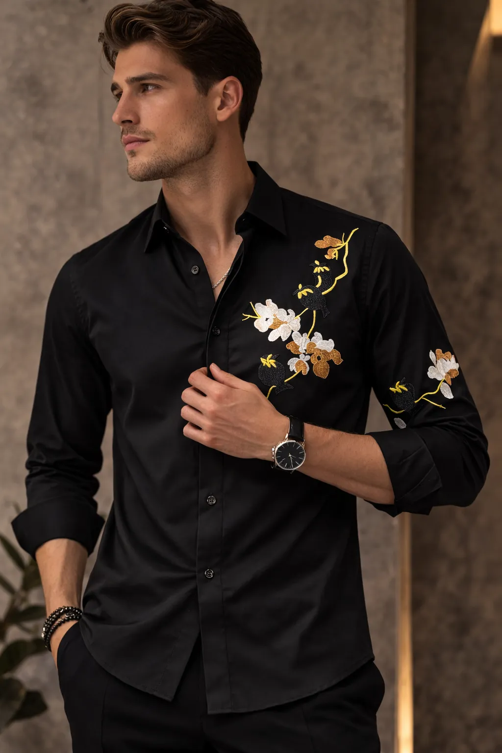 Premium Black Embroidered Shirt